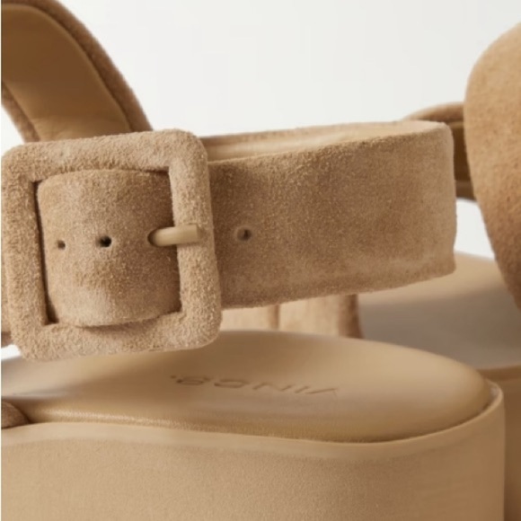 Vince Skylar Sandals Sz 10 Dune Beige Neutral Suede Elevated Basic Quiet Luxury - Picture 8 of 15